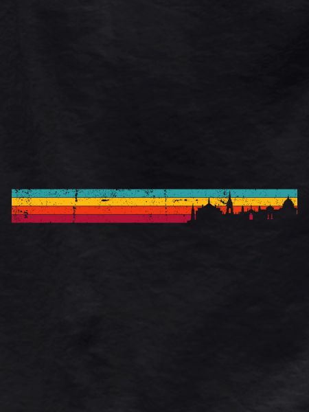 Retro Skyline Sunset Silhouette