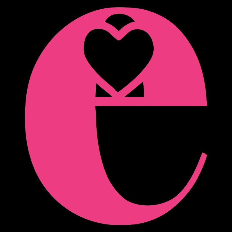 Letter e Initial Letter with Heart