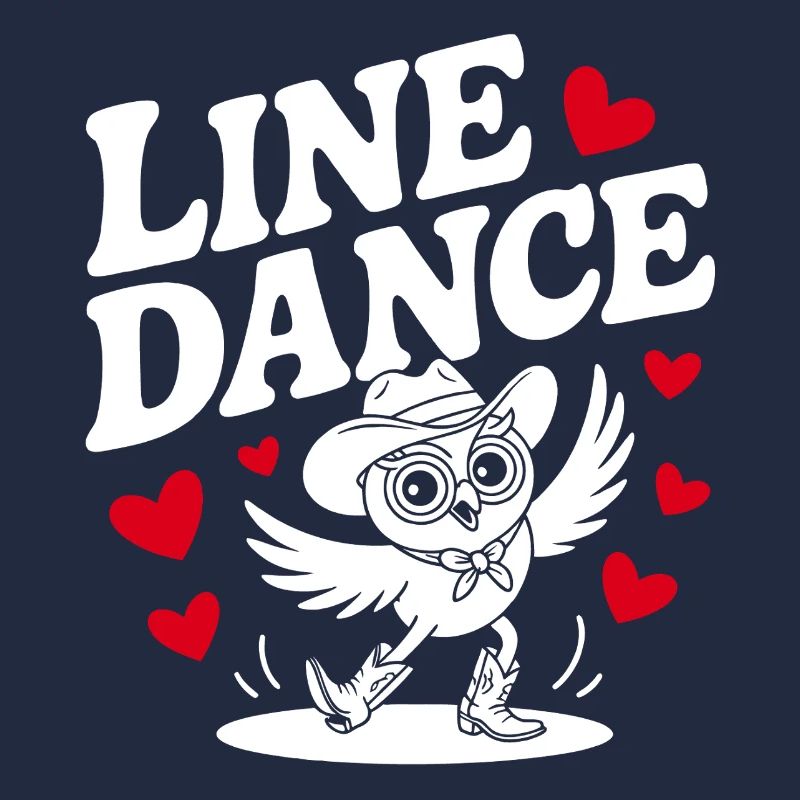 Line Dance Eule lustige Eule mit Stetson und Boots