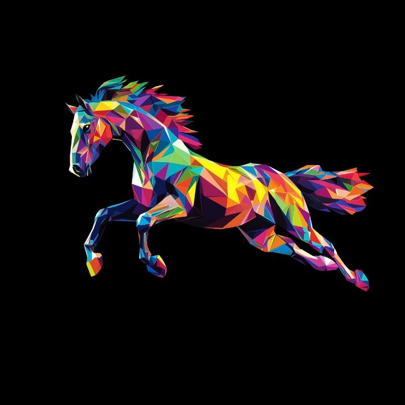 Tête de cheval colorée Low Poly logo design