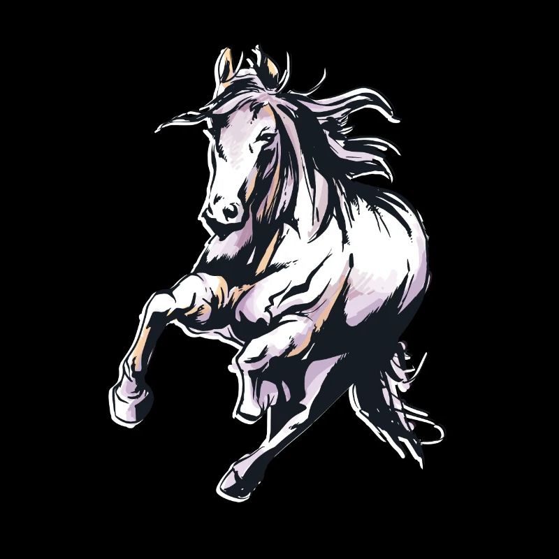 Grand cheval monte un cheval sauvage dans un style aquarelle
