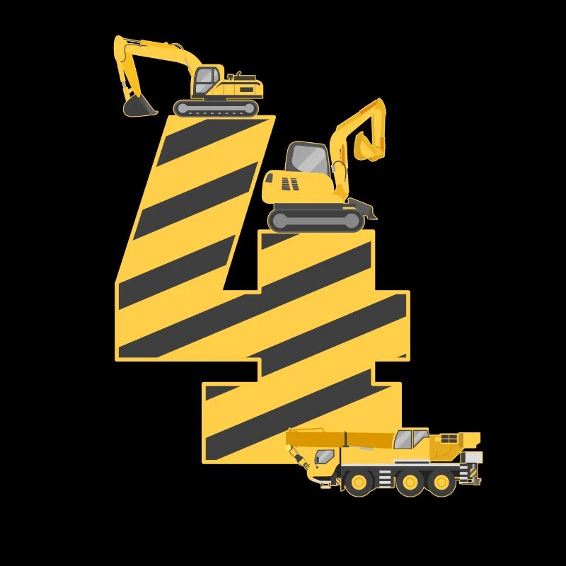 4th birthday construction site excavator years gift idea