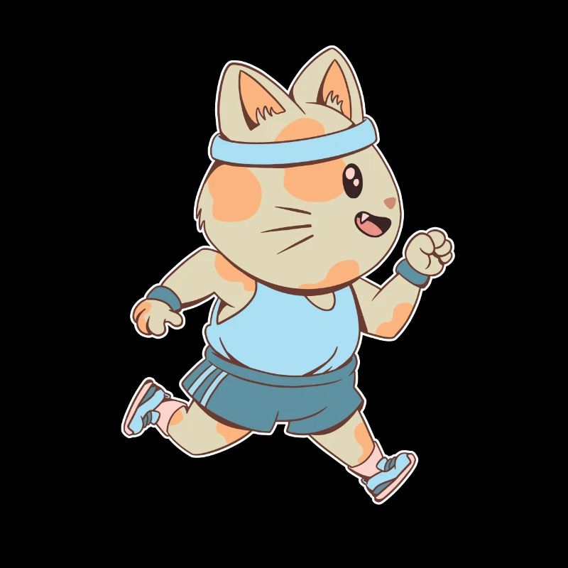 Jogging Cartoon Katze mit Jogging Kleidung
