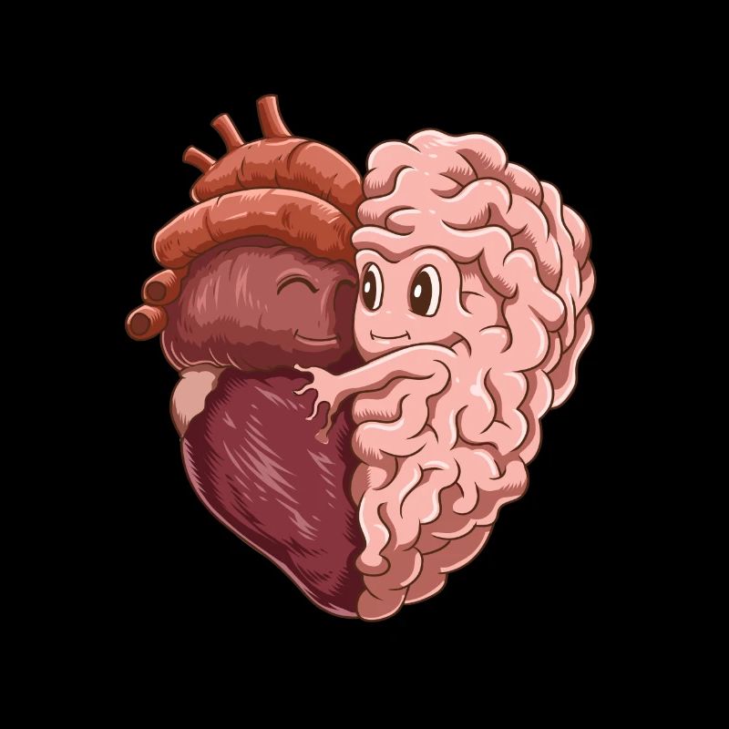 Funny heart love brain mind teamwork