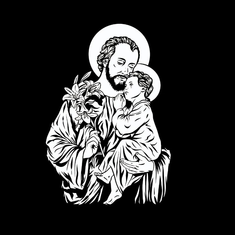 Der heilige Josef hält Jesus im Arm