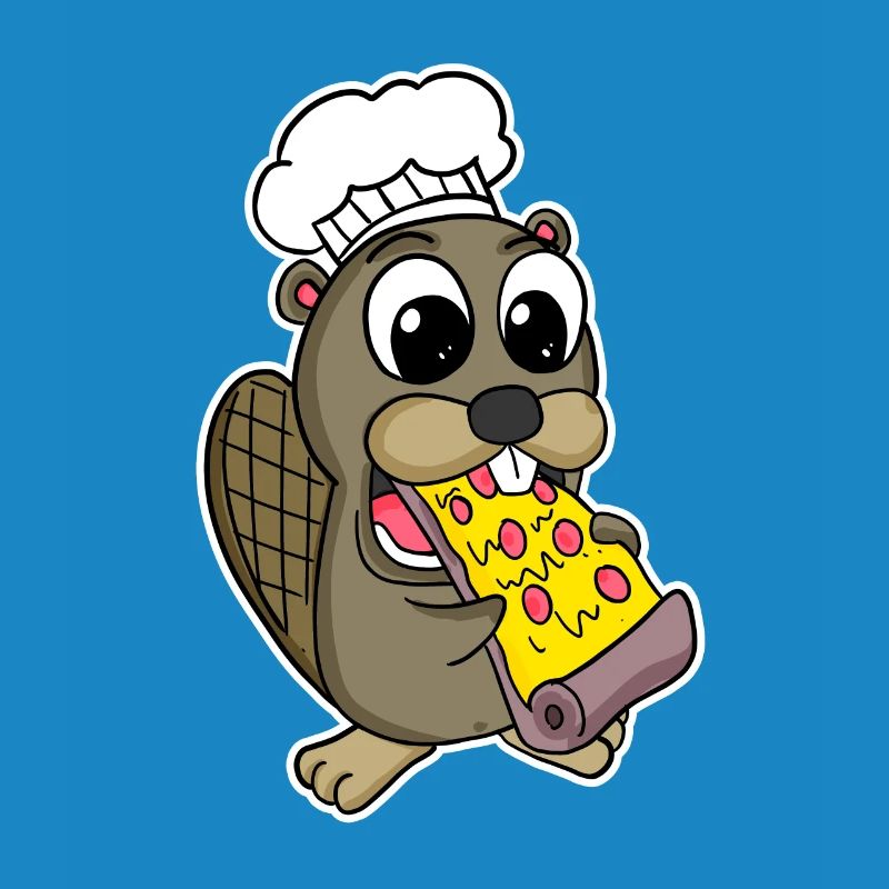 Beaver eats pizza chef gourmet
