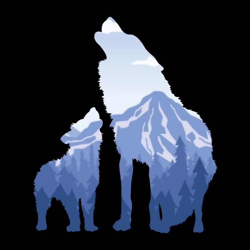 Wolf And Pup - Gift For Mountain Wolf Lovers