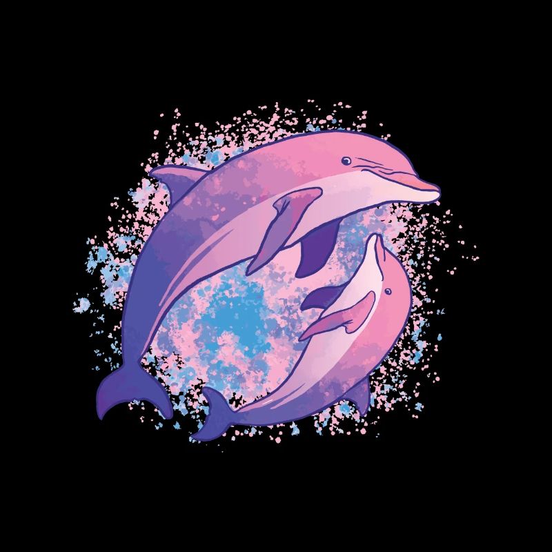 Dolphins Tie Dye Colorée Famille de dauphins