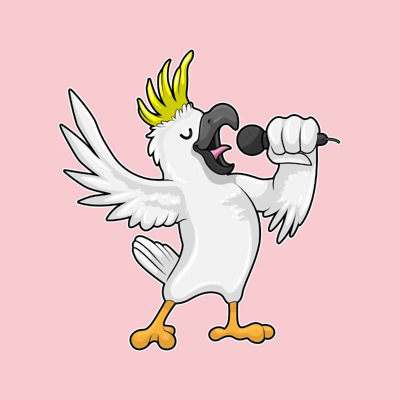 Parrot as singer with microphone
