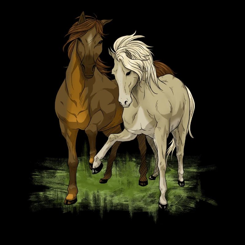 Amour du cheval - Dessin de chevaux aimants