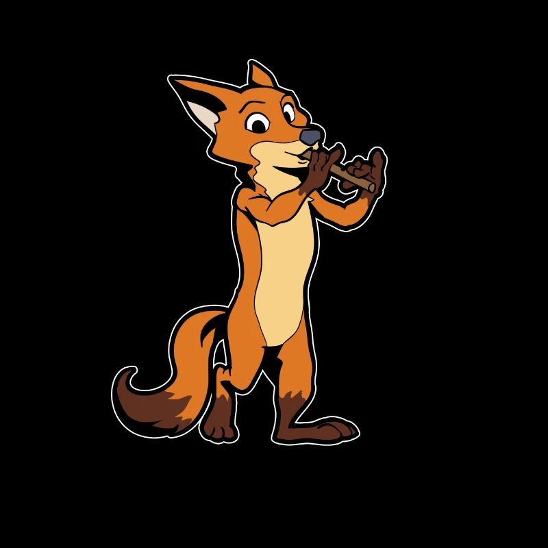 Comic Fuchs spielt Flöte