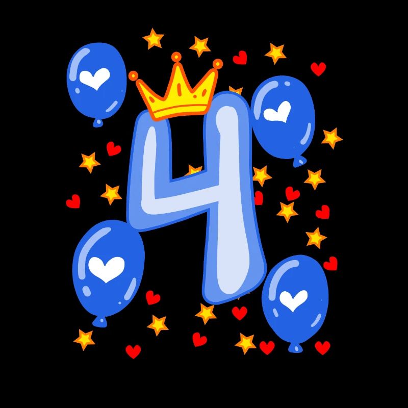 4. Geburtstag Junge Luftballons Krone Sterne