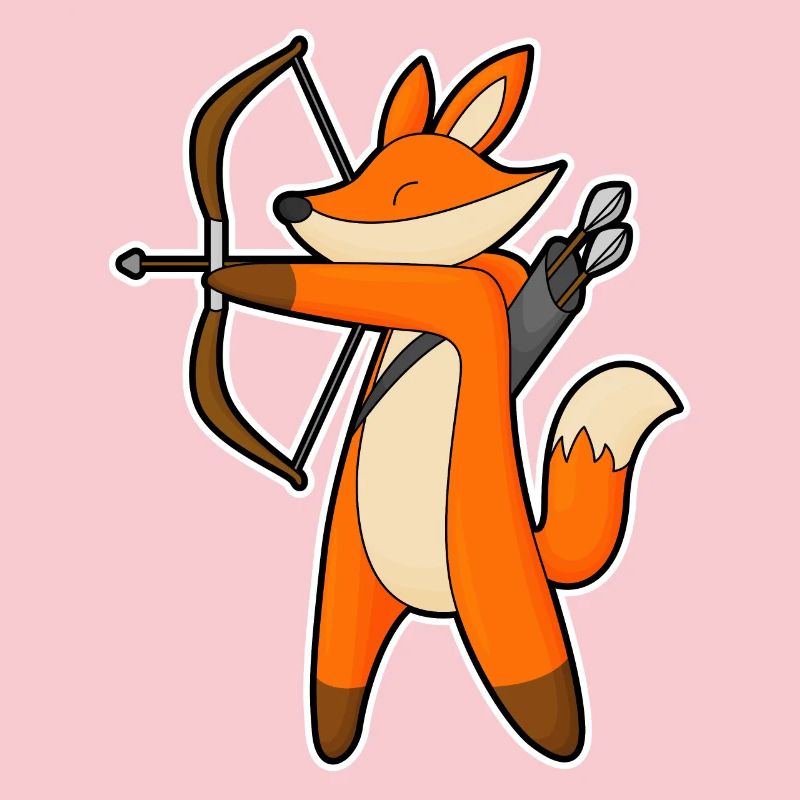 Fuchs als Bogenschütze mit Pfeil & Bogen
