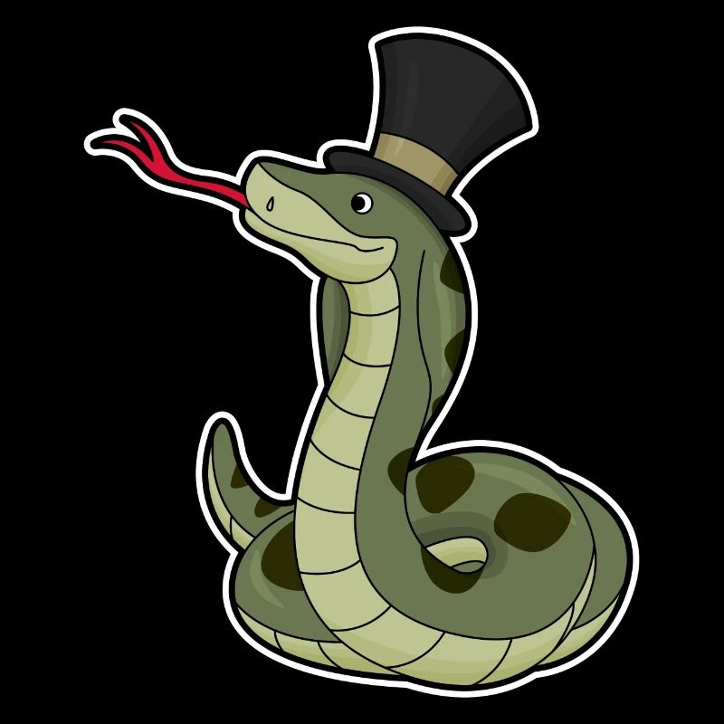 Serpent en gentleman avec chapeau