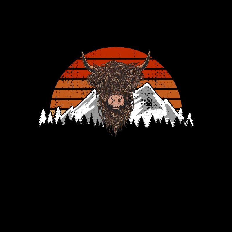 Scottish Highland Beef Retro Vintage