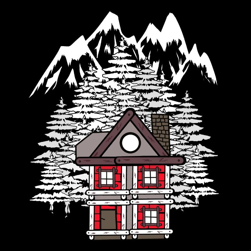 Forest House Hut Winter Fir Trees Romantic