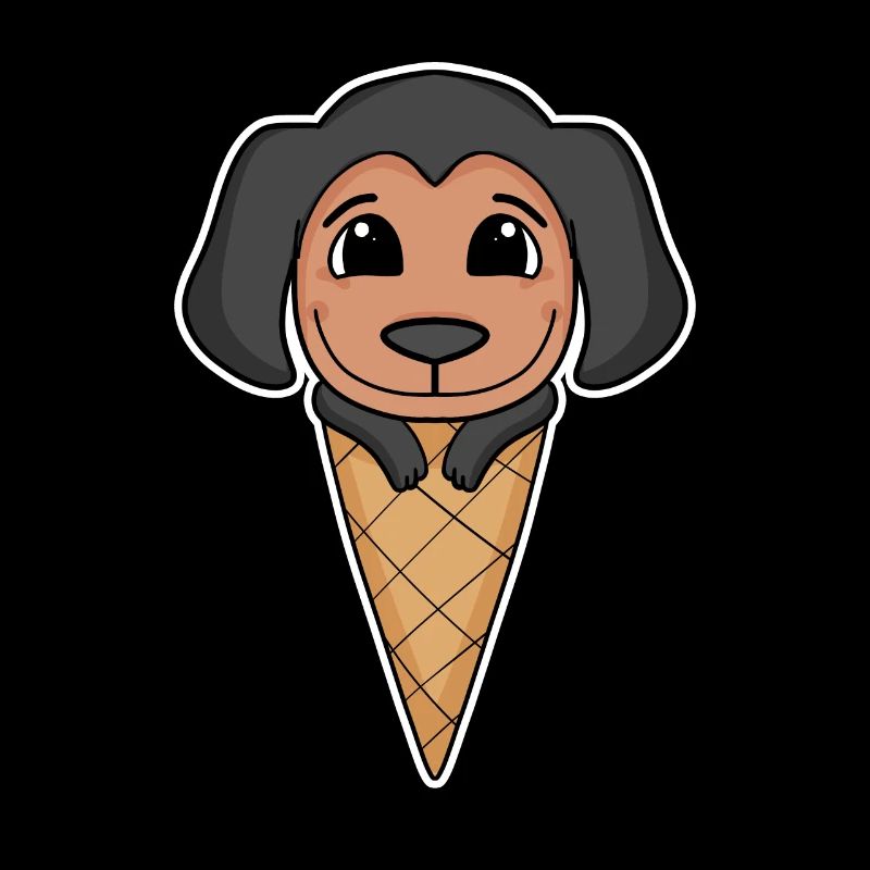 Coonhound avec cornet de crème glacée - crème glacée