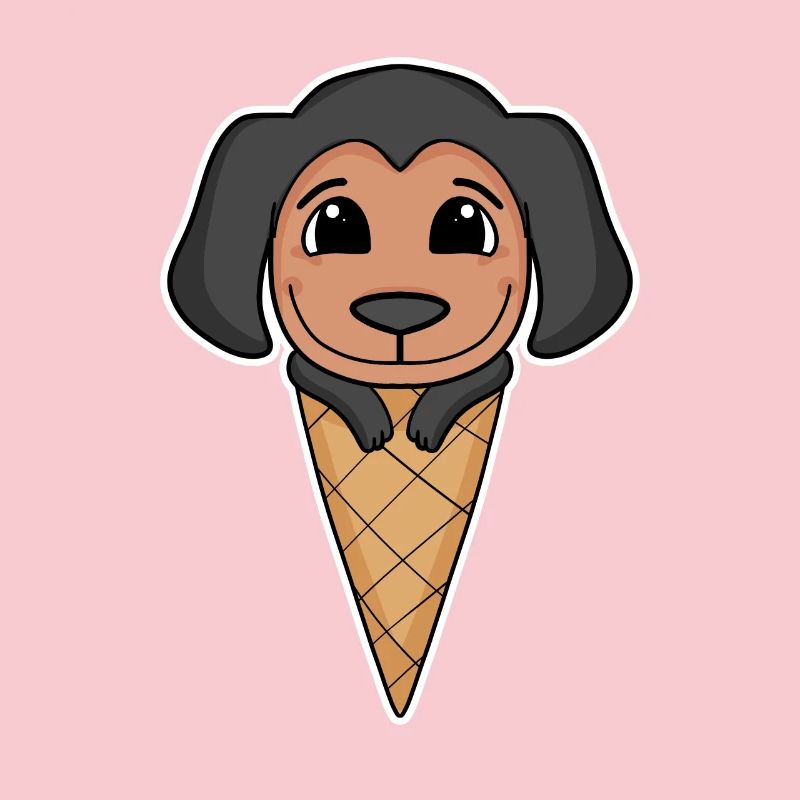 Coonhound mit Eiswaffel - Eis