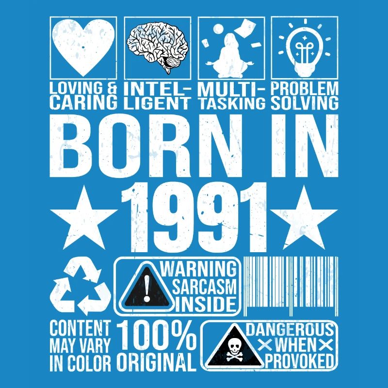 Né en 1991 Content Warning Label Code à barres