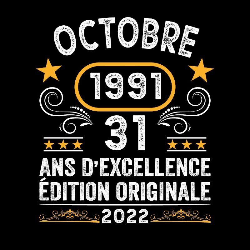 Octobre 1991 31 Ans Citation Anniversaire Vintage