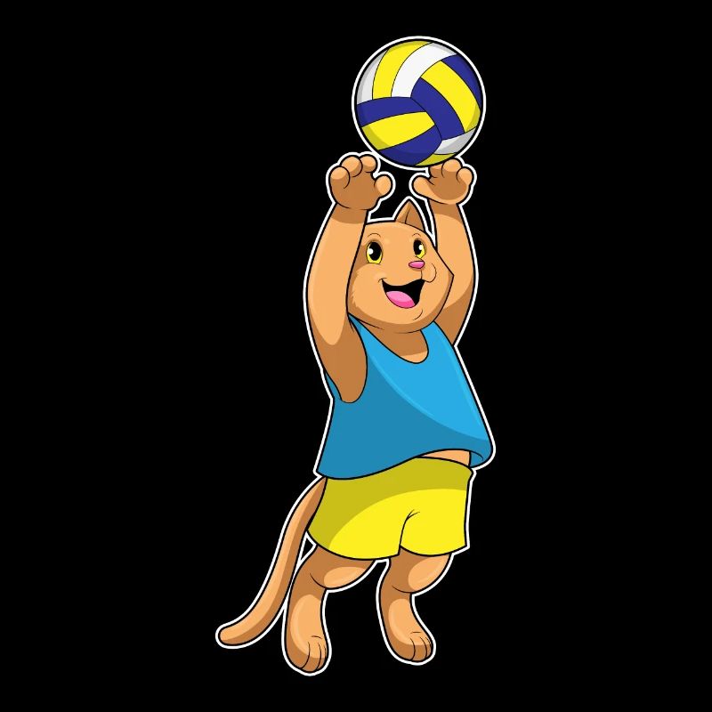 Cat as a volleyball player with volleyball