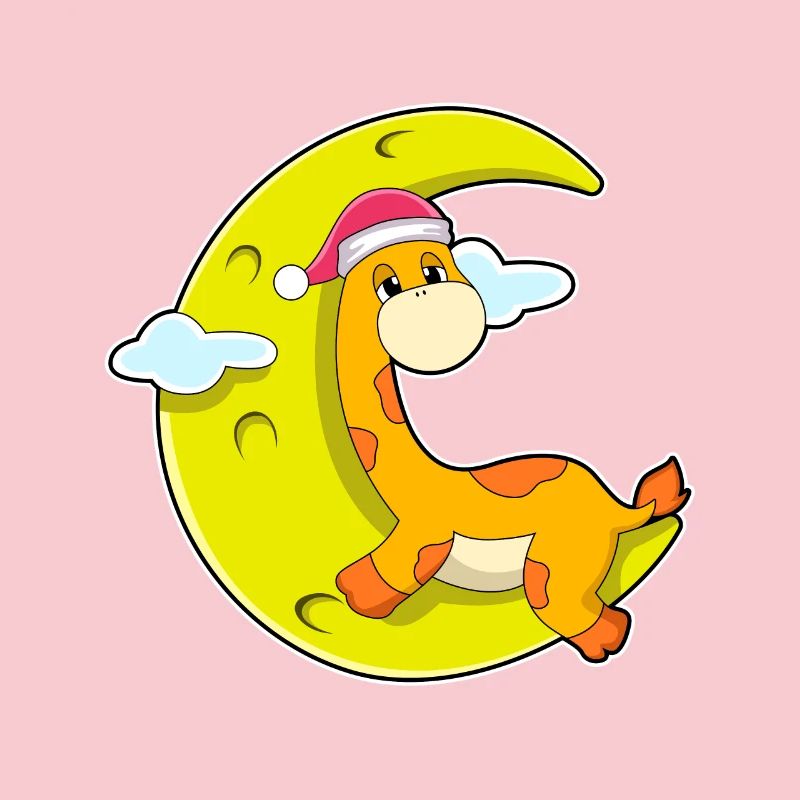 Giraffe sleeping with moon