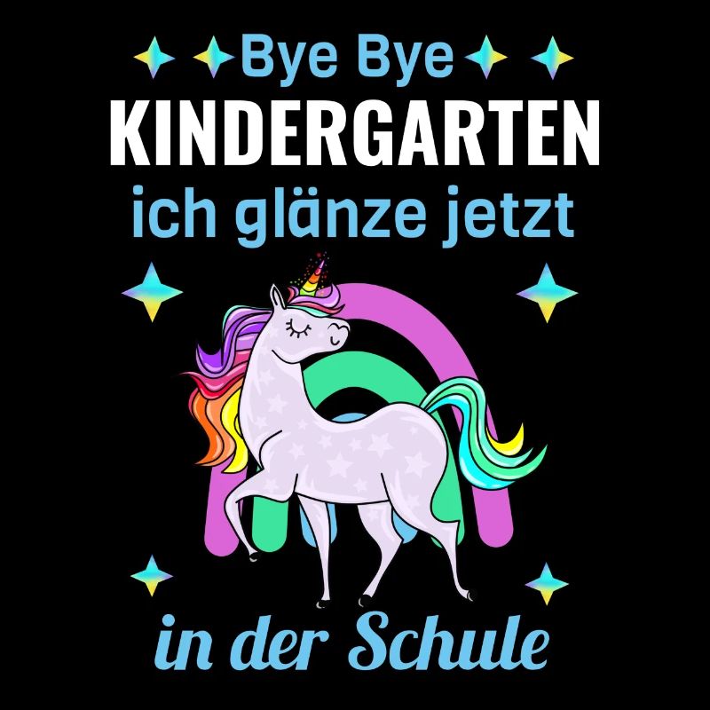 Bye Bye Kindergarten Glitzer Einhorn Einschulung