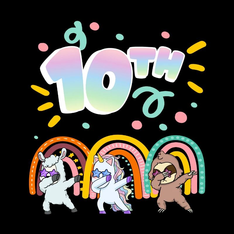 10. Geburtstag Dabbing Llama Einhorn Faultier |