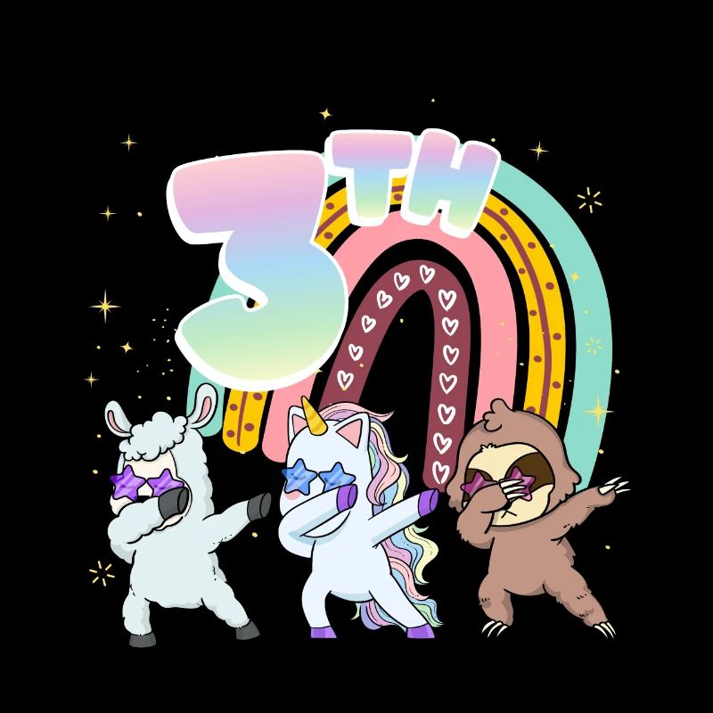 3rd Birthday Dabbing Llama Einhorn Faultier | 3rd