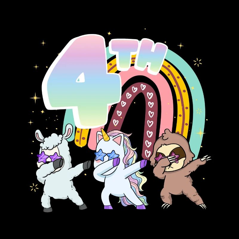 4. Geburtstag Dabbing Llama Einhorn Faultier | 4.