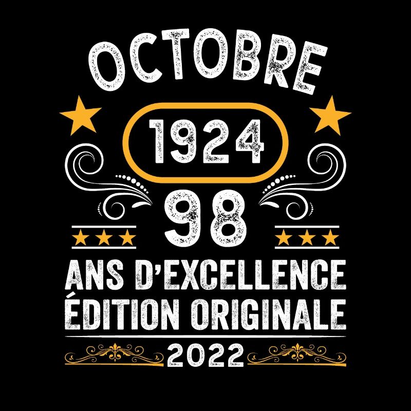Octobre 1924 98 Ans Anniversaire Idée Cadeau Rétro