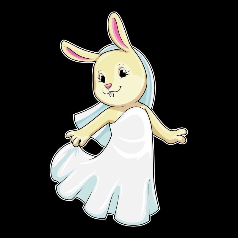 Lapin comme mariée avec voile
