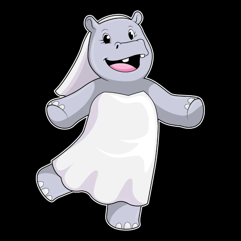 Hippopotame comme une mariée avec voile