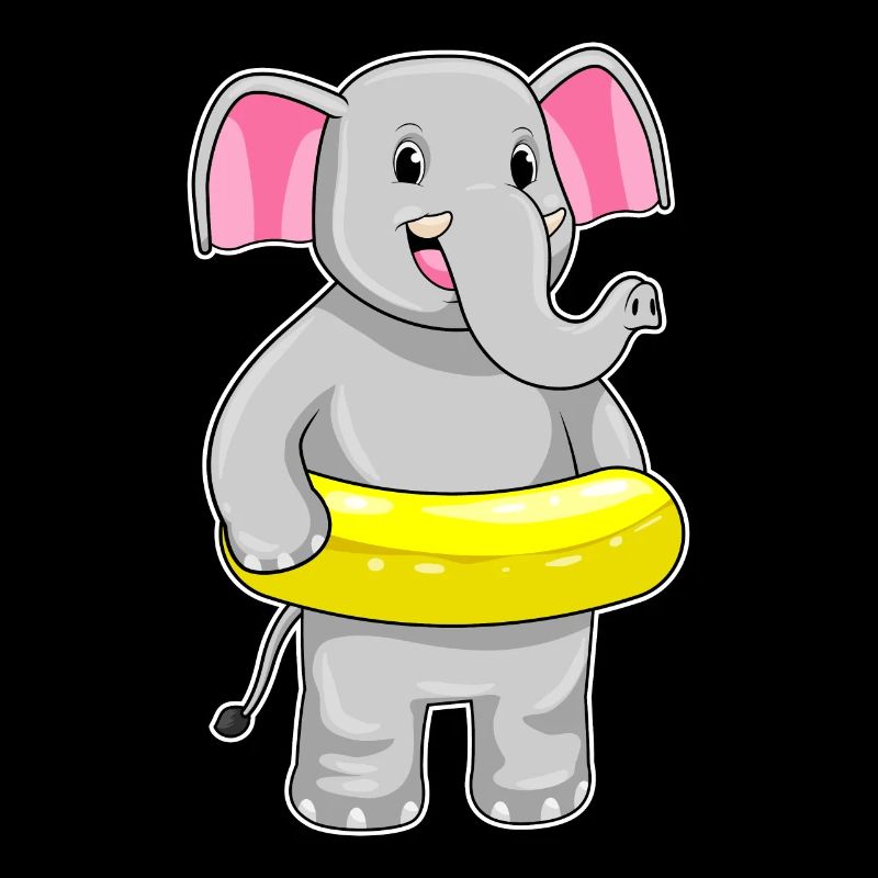 Éléphant nageant avec bouée de sauvetage