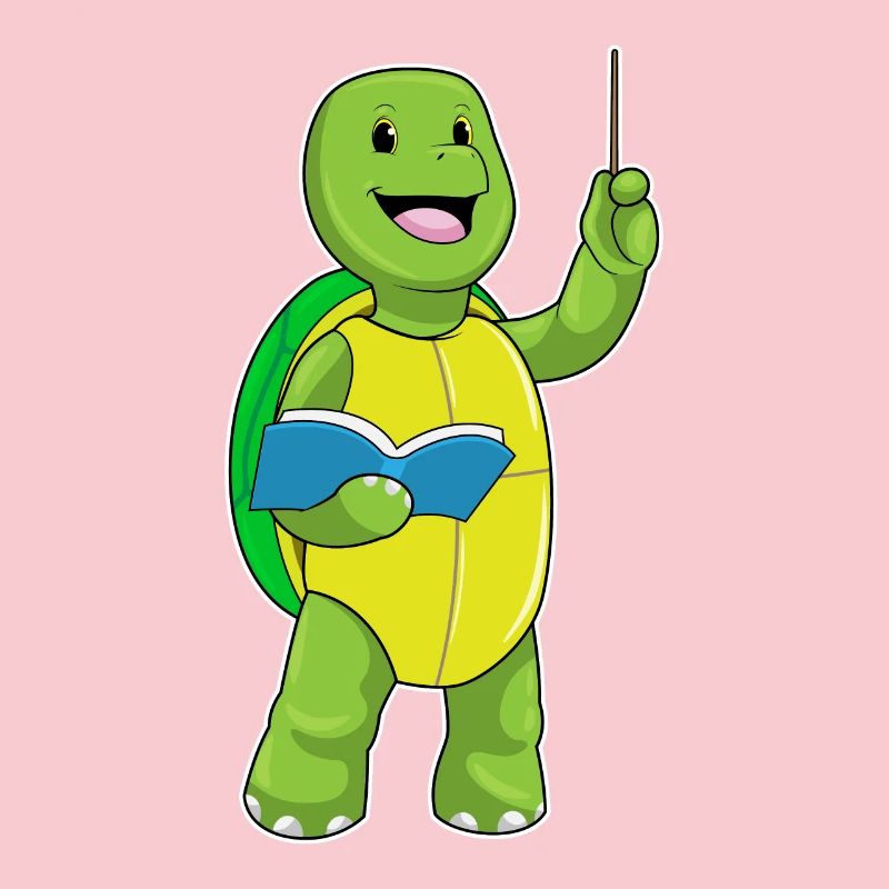 Schildkröte als Lehrer mit Buch & Pointer