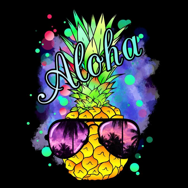 Bunte Ananas mit cooler Sonnenbrille