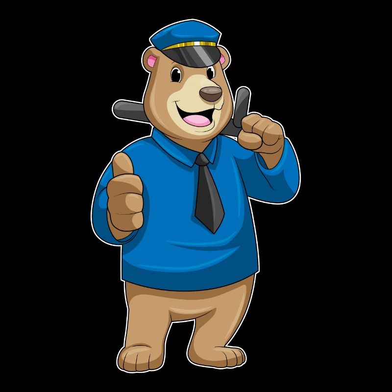 Bear as a policeman with a police cap