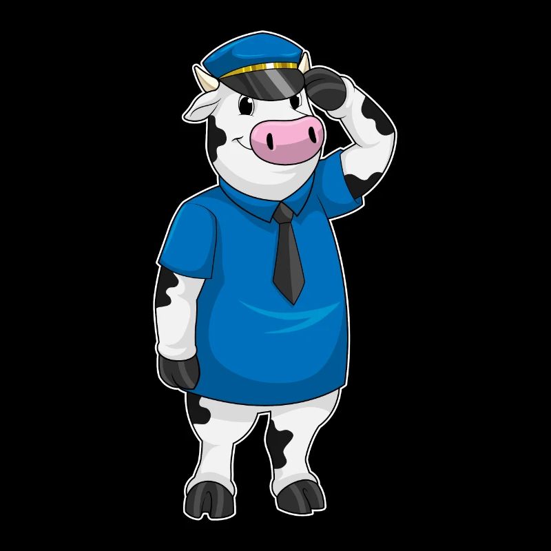 Cow as a policeman with a police cap