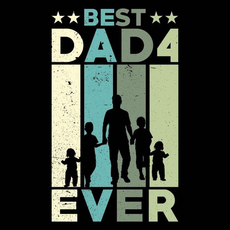 Bester Vater Aller Zeiten Retro Vier Kinder Bester