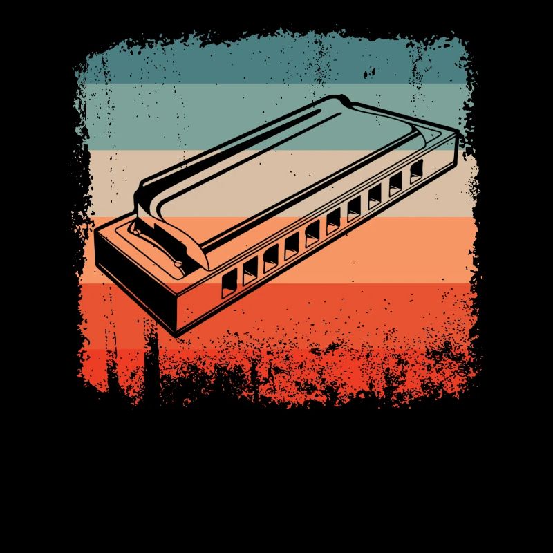 Retro Harmonica Player Silhouette