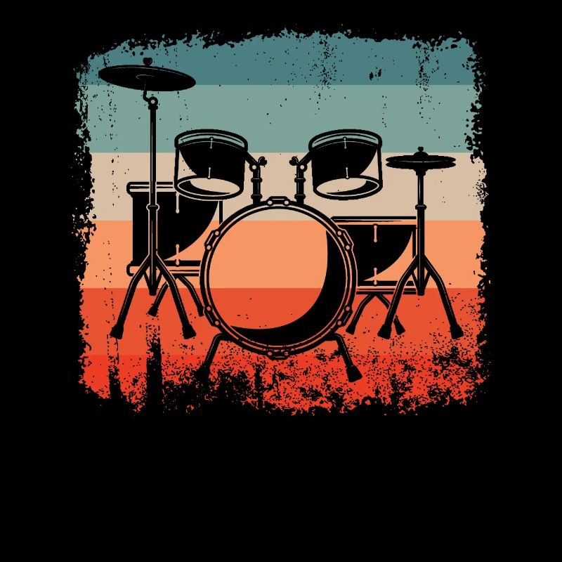Batteur Retro Drum Kit Drum Silhouette Batteur