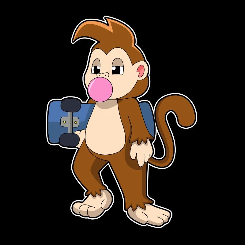 Affe als Skater mit Skateboard