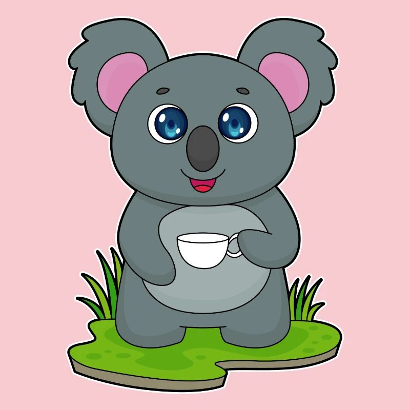 Koala with coffee cup