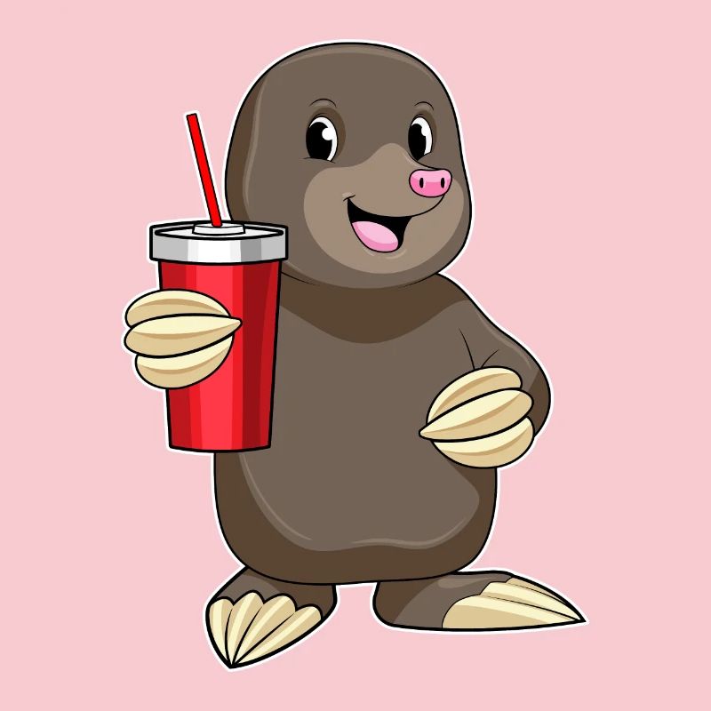 Mole with drinking cup