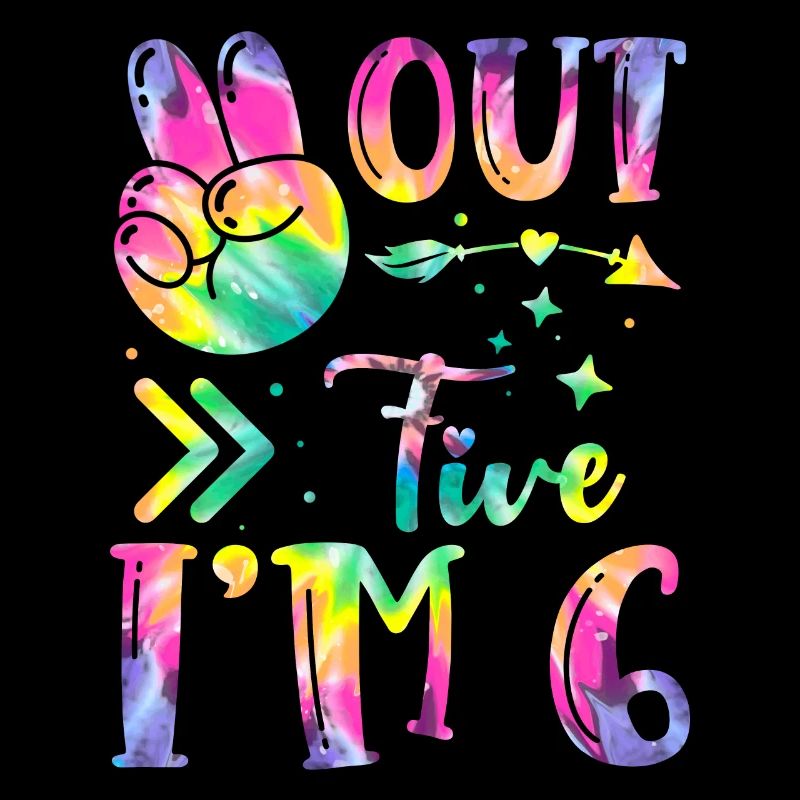 Peace Out Five J’ai 6 | | d’anniversaire sur le thème de Tie Dye