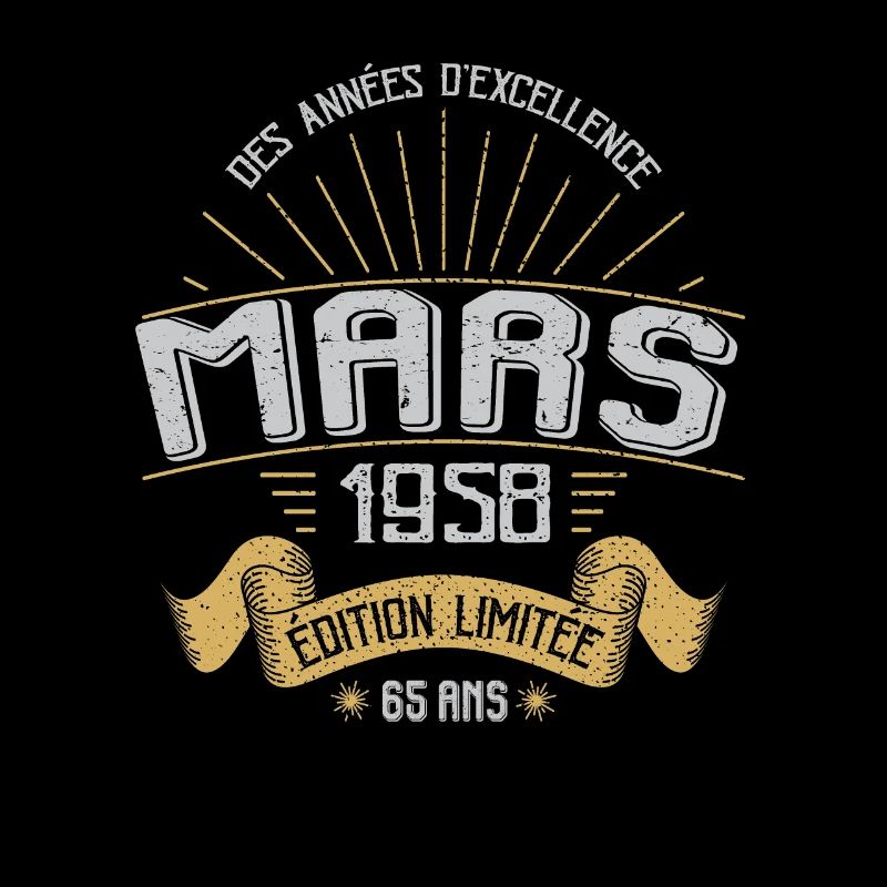 Mars 1958 65 Ans Anniversaire Vintage Idée Cadeau