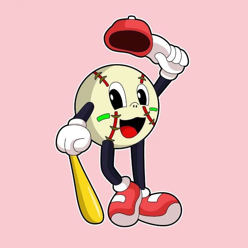 Baseball with baseball bat