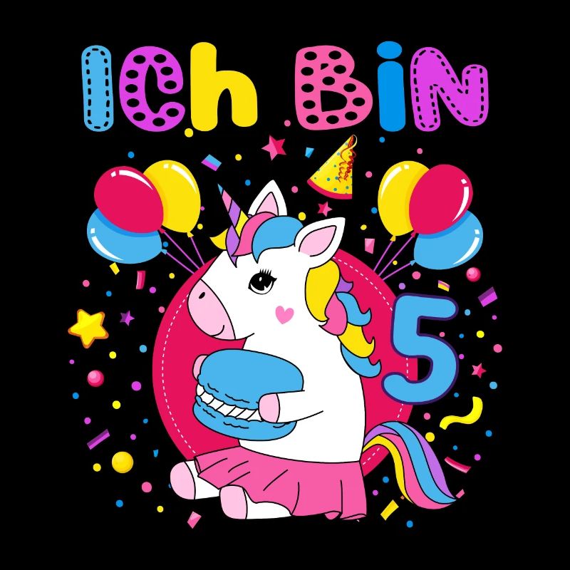 5. Geburtstag Mädchen Ich bin 5 Jahre mit Einhorn