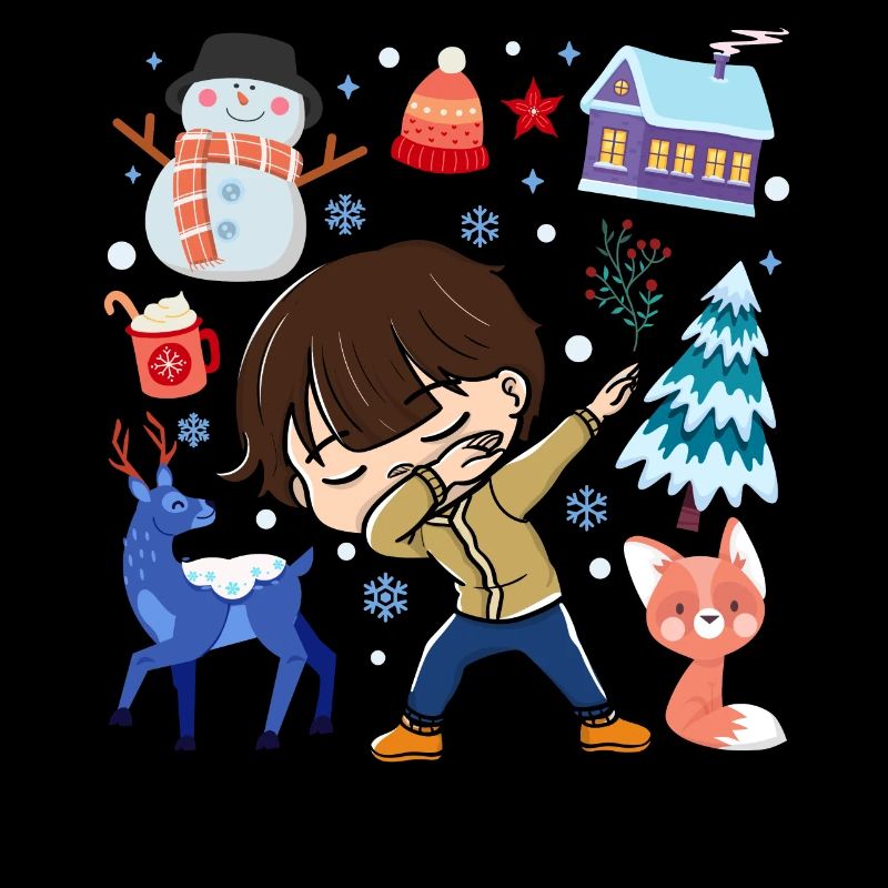 Dabbed Young Snow Deer Winter Temperate