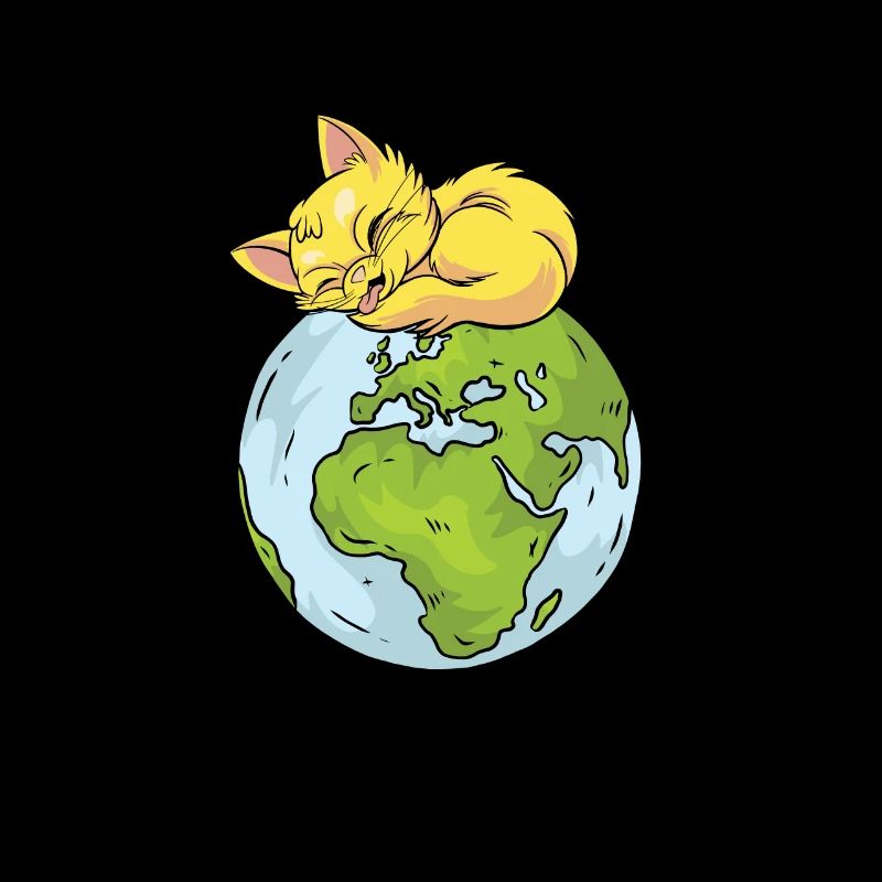 Earth Day Cute Cat loves world
